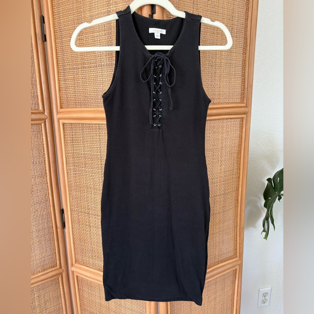 Kookai Race up Bodycon Midi Dress in Black Size: AU1/US2